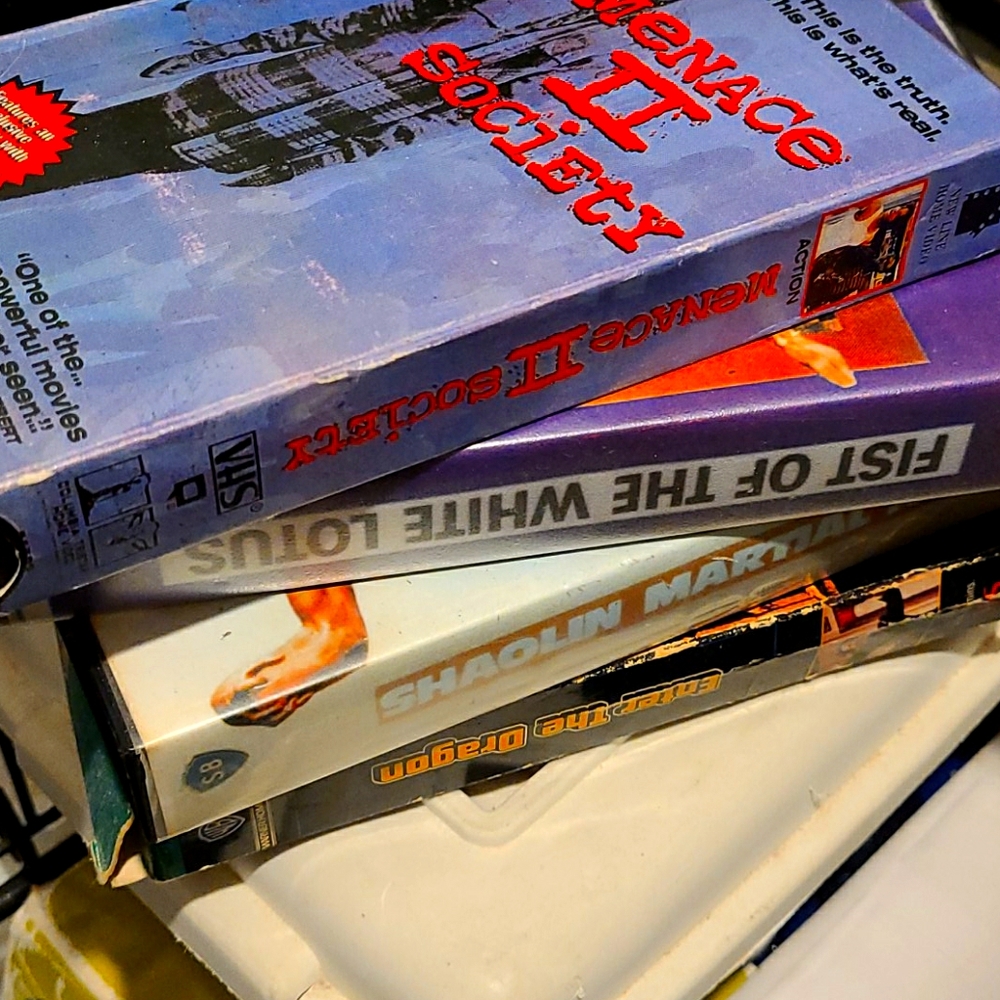 5 VHS tapes.
